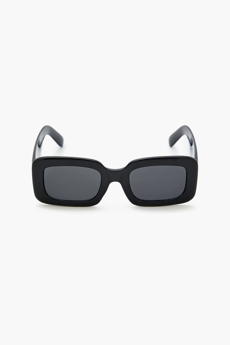 Thick Rectangle Sunglasses in Black/Black | Forever 21