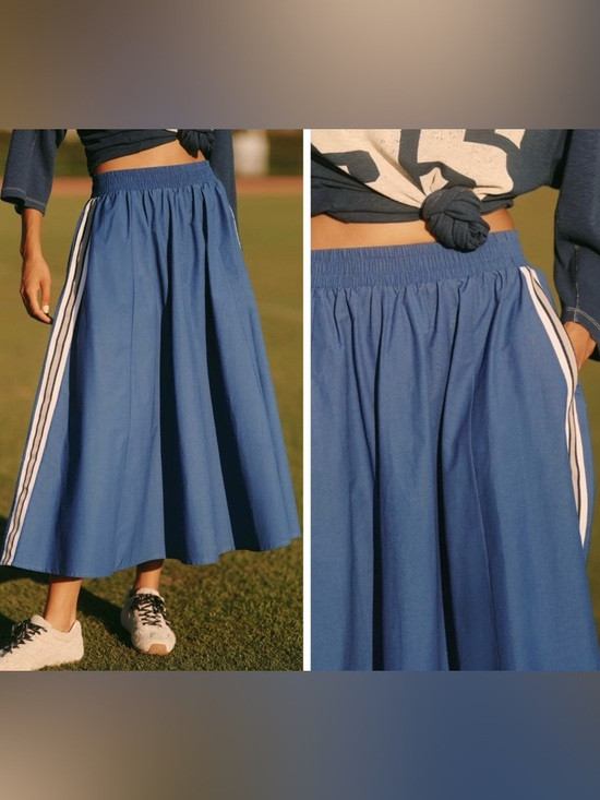 Anthropologie Daily Practice Side Stripes Circular Midi Skirt | Poshmark