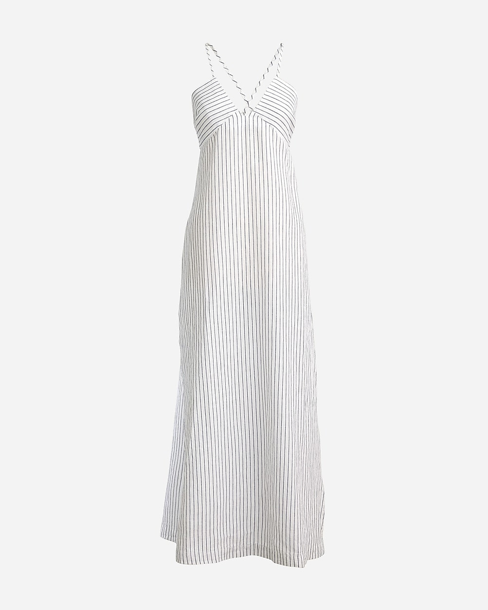 Cross-back beach dress in striped linen-cotton blend | J. Crew US