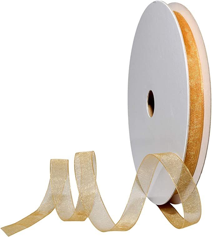 Morex Ribbon Organdy Ribbon, 3/8 inch by 100 yards, Gold | Amazon (US)