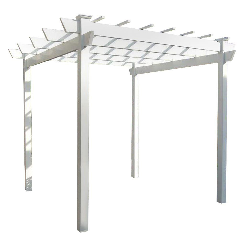 Dura-Trel Kingston 7 ft. x7 ft. White Vinyl Pergola, Whites | The Home Depot