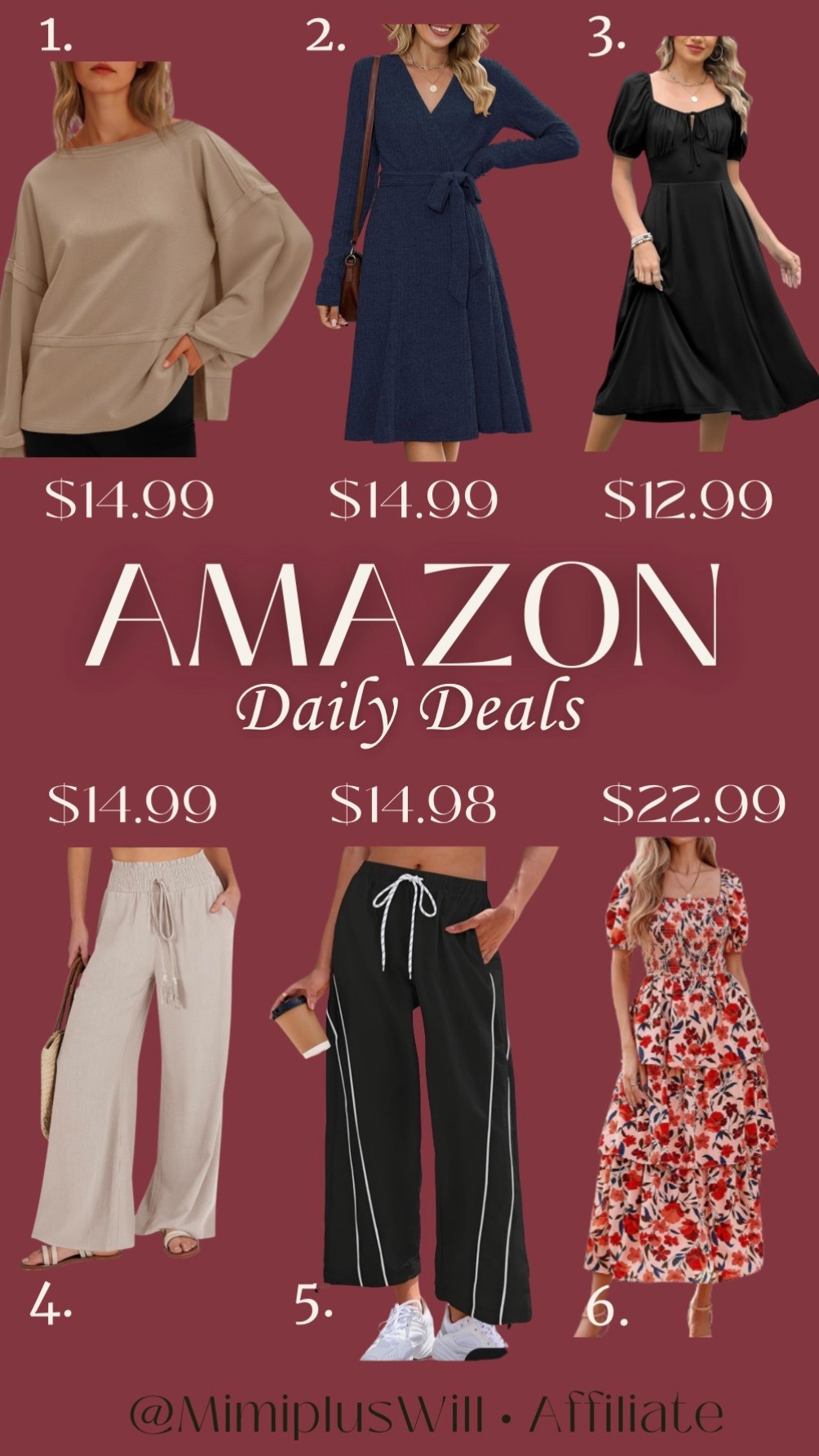 Amazon daily deals! Use the codes below for a limited time!

1. EY32U52C
2. 4E3SBLHK
3. RXM55ICY
4. UEA27PTR
5. 7LDAPV79
6. 50TK5PYQ

Amazon deals | track pants | wedding guest dress | casual outfit | Amazon style
Follow @mimipluswill for more! 

#LTKFindsUnder50 #LTKSaleAlert #LTKPetite
