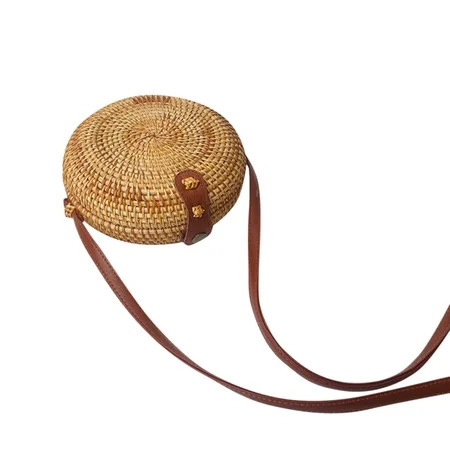 Tangnade Fashion Bags Rattan Retro Handwoven Straw Beach Bag Round Crossbody Circle Bag | Walmart (US)