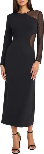 DONNA MORGAN FOR MAGGY Mesh Panel Long Sleeve Maxi Dress | Nordstromrack | Nordstrom Rack