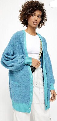 Free People Snow Drop Cardigan Sweater Nile Blue Combo - Sz M Medium NWT | eBay US