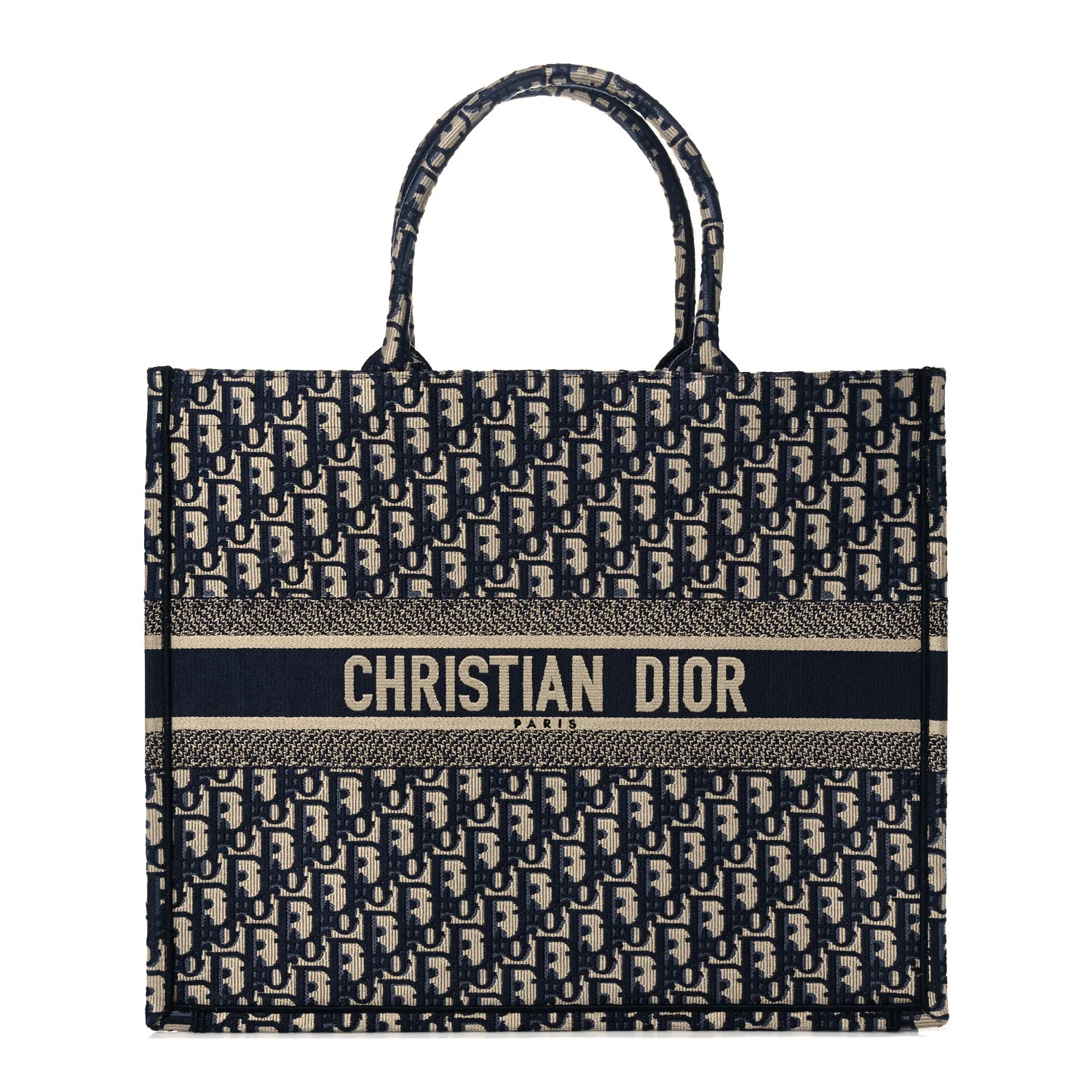 CHRISTIAN DIOR Oblique Book Tote Blue Multicolor | FASHIONPHILE | Fashionphile