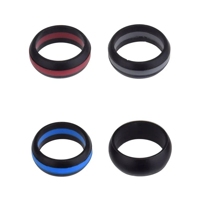 Solutions Adult  Male 4pc Silicone Striped Ring Set, Size 9/10 | Walmart (US)