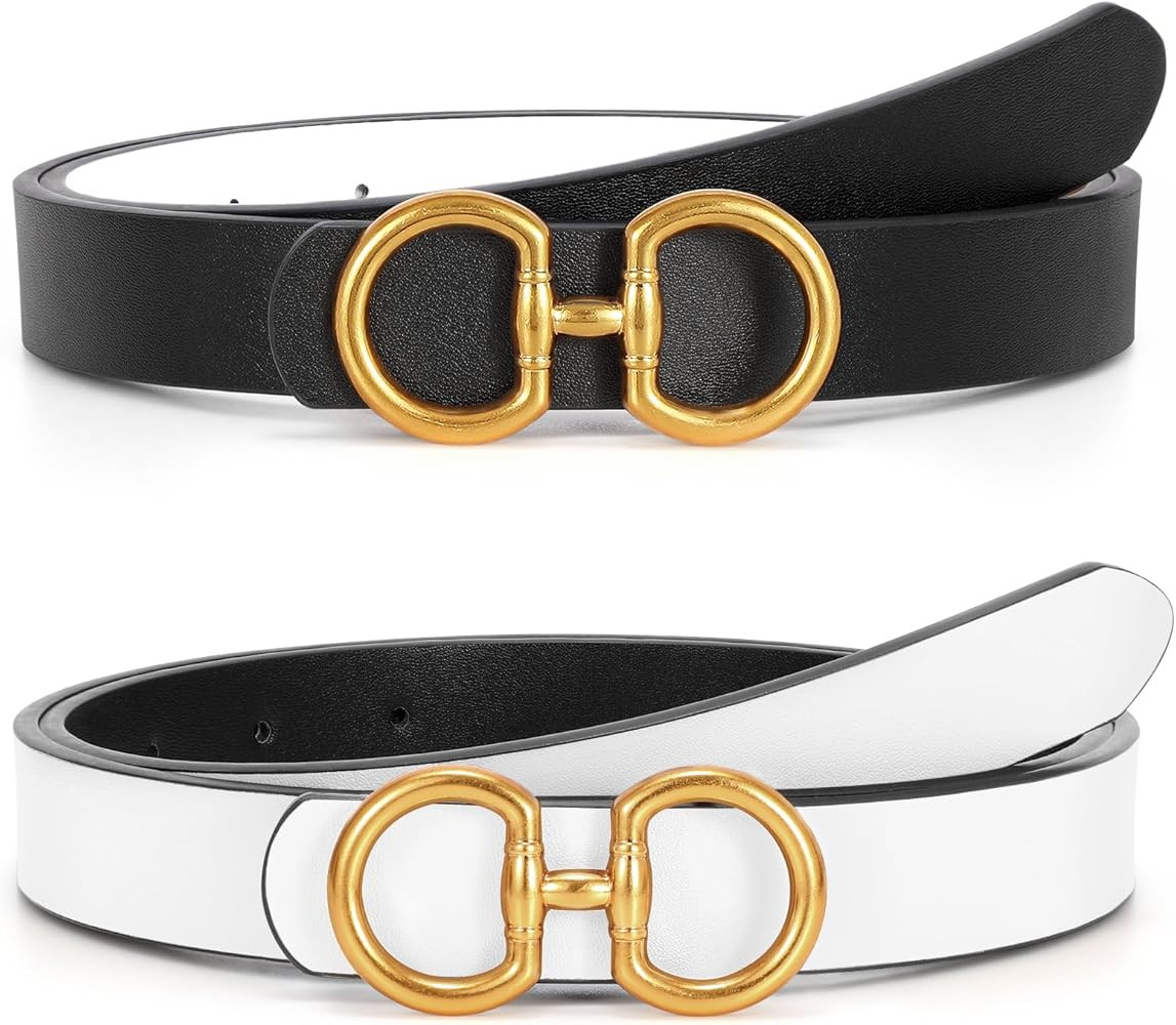 TRIWORKS Women Reversible Leather Belt for Jeans Pants Fashion Ladies Belt with Gold Buckle | Amazon (US)