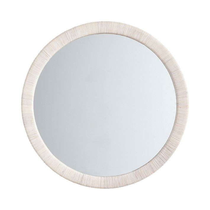 Whitewash Coastal Rattan Round Mirror | Pottery Barn Teen