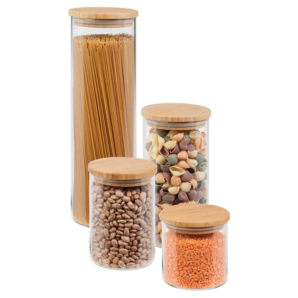 Honey-Can-Do Bamboo Jar Storage Set 4-pc., Clear | Target