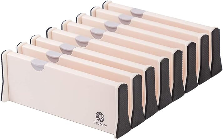 Qozary 8 Pack Adjustable Drawer Dividers Organizer Separators Expandable from 10.9-17.2", Plastic... | Amazon (US)