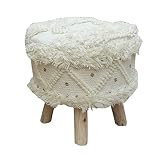 Christopher Knight Home Mosiac Wool Boho Stool, Ivory, Natural Finish | Amazon (US)