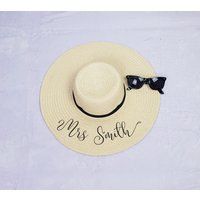 Personalised Mrs Beach Hat, Custom Wedding Hat, Bridal Honeymoon Sun Hat, Floppy Hat, Honeymoon Gift | Etsy (US)