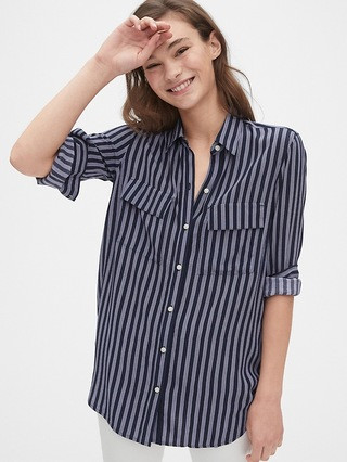 Utility Pocket Print Boyfriend Shirt | Gap (US)