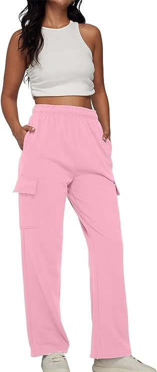 AUTOMET Womens Cargo Sweatpants Casual Baggy Fleece High Waisted Joggers Pants | Amazon (US)