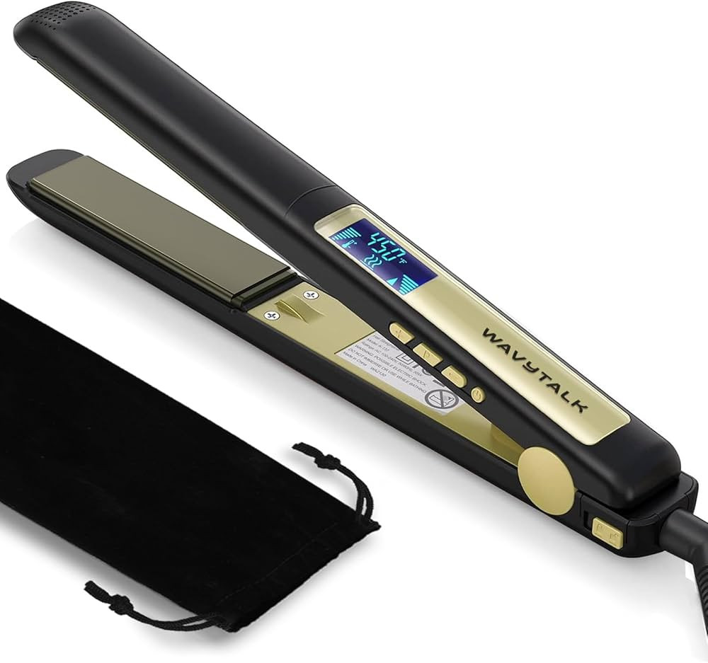 Wavytalk Hair Straightener, 100% Pure Titanium Flat Iron Hair Straightener Dual Voltage Creates S... | Amazon (US)