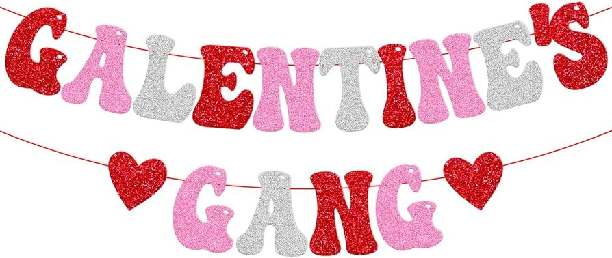 Galentine's Gang Banner Happy Valentines Day Party Decorations for Girl Lady Women Happy Galentin... | Amazon (US)