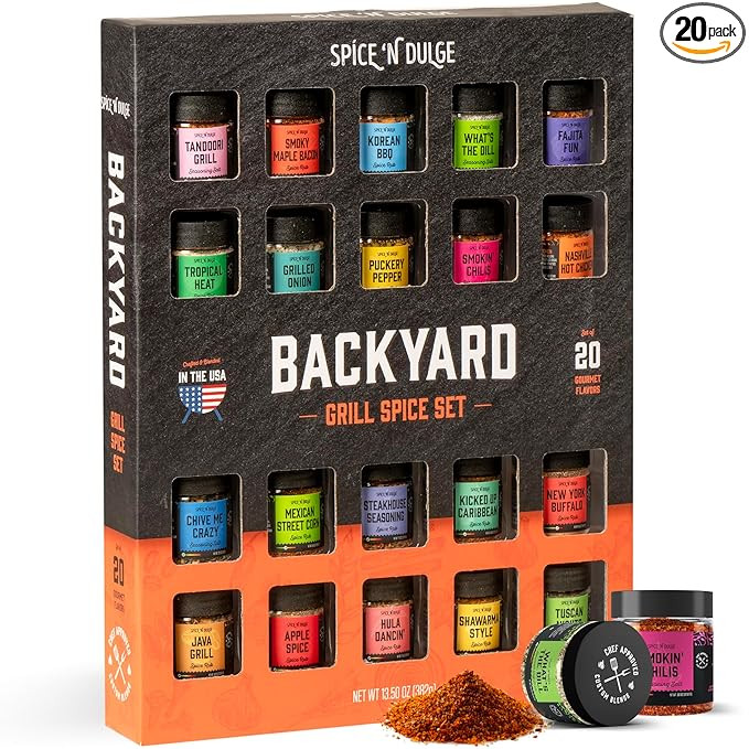 Grilling Spice Set Grill Seasoning Gifts, 20 Unique Spices and Seasonings Jars Gift Set, BBQ Gift... | Amazon (US)