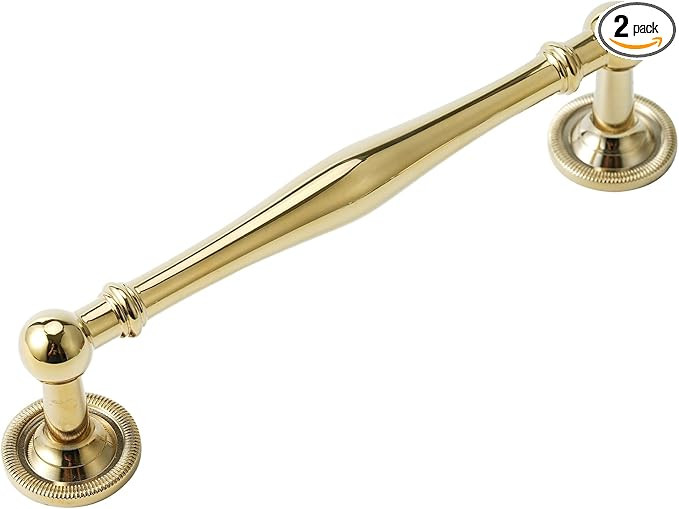 2 Pack Solid Brass Cabinet Pulls 5" Hole Center Drawer Pull Bright Gold Hardware Handles for Cupb... | Amazon (US)