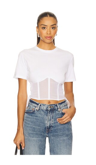 Sabrina Corset T-Shirt in Ivory | Revolve Clothing (Global)