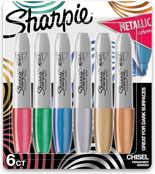 Sharpie Metallic Permanent Markers Chisel Tip Assorted Colors 6 Count | Amazon (US)
