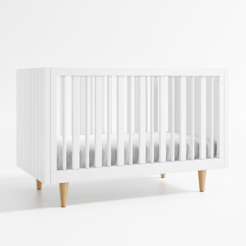 Finn White Wood Convertible Baby Crib + Reviews | Crate & Kids | Crate & Barrel
