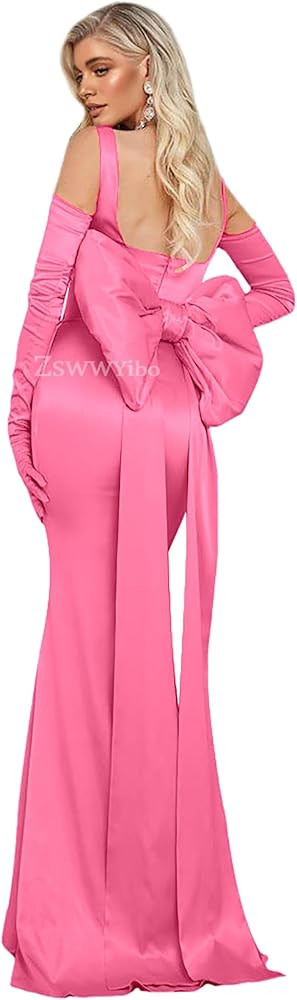 ZSWWYibo Mermaid Princess Ball Gowns Square Satin Prom Dress Evening Cocktail Party Dress with Bo... | Amazon (US)