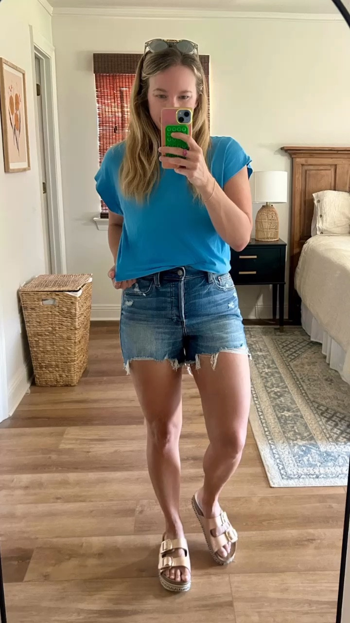 Sale on this easy Target muscle t-shirt, $8. Need to purchase in every color- stripes, blue, pink, white, black. Great basic extended shoulder t-shirt for summer style. 

#LTKMidsize #LTKSummerSales #LTKFindsUnder50