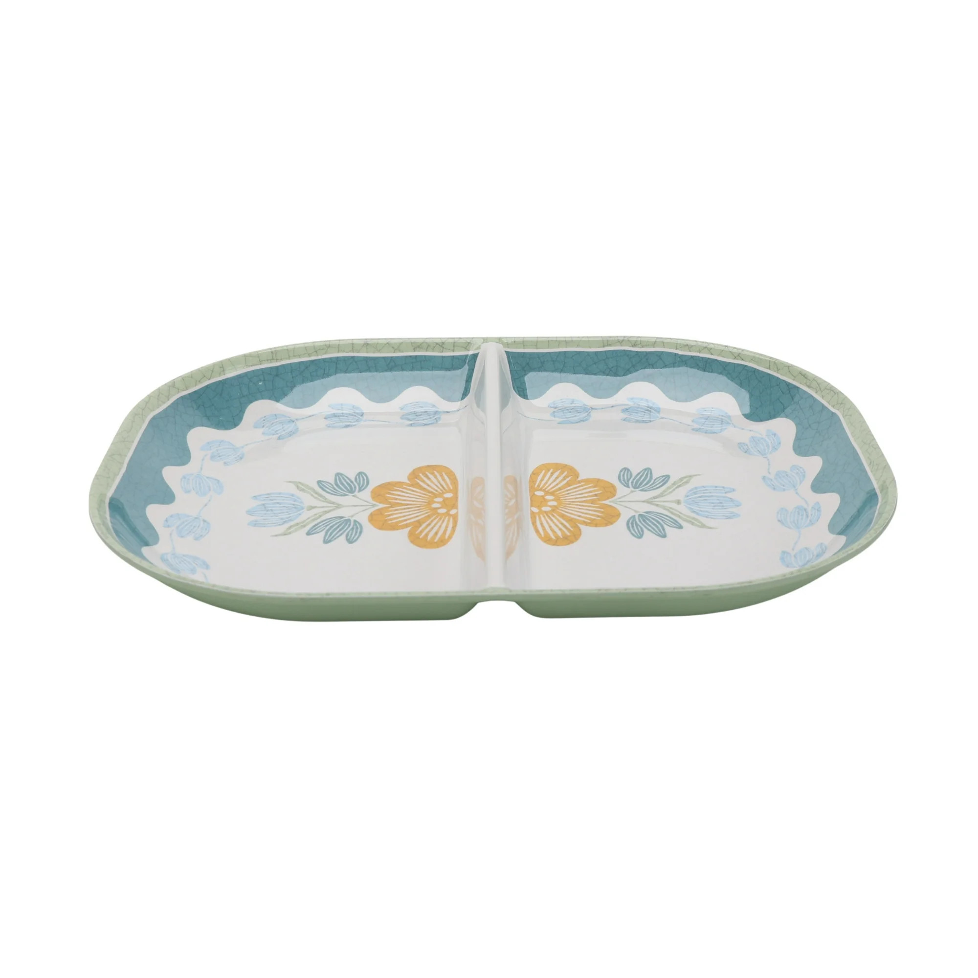 Better Homes and Gardens Bamboo Melamine Floral Divided Serve Tray | Walmart (US)