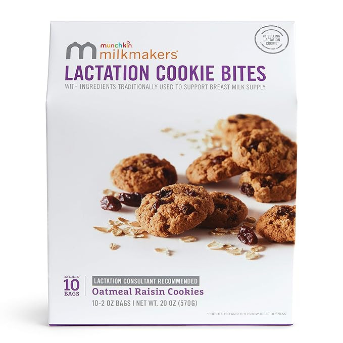 Munchkin Milkmakers Lactation Cookie Bites, Oatmeal Raisin, 10 Count | Amazon (US)