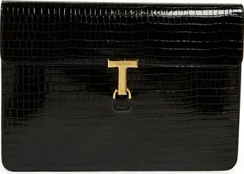 TOM FORD T-Clasp Croc Embossed Leather Portfolio | Nordstrom | Nordstrom