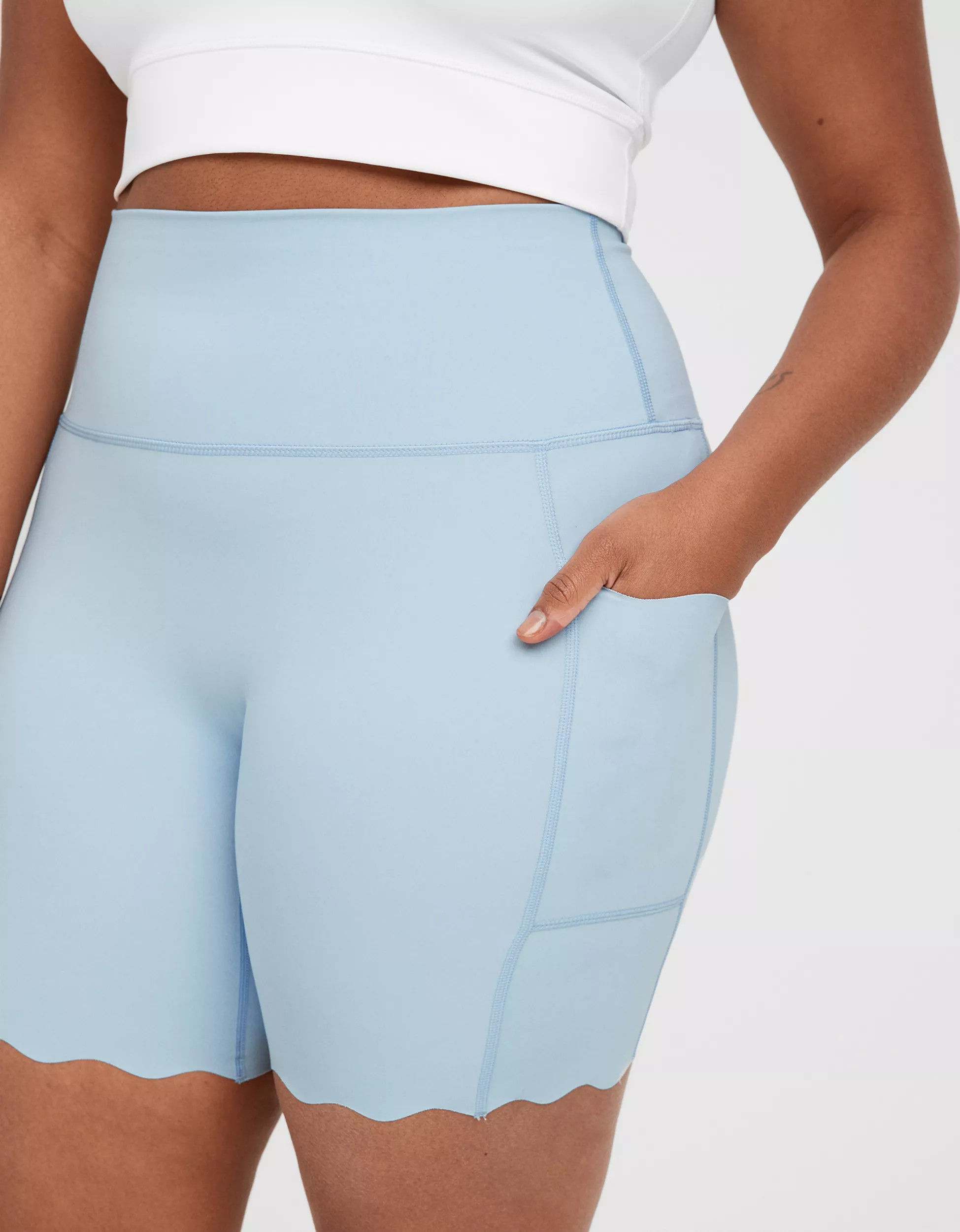 OFFLINE By Aerie Goals High Waisted Scallop 7" Bike Short | American Eagle Outfitters (US & CA)