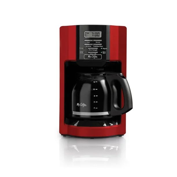 Mr. Coffee 12 Cup Programmable Coffee Maker, Rapid Brew, Red | Walmart (US)