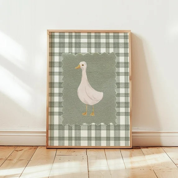 Goose Print With Sage Green Gingham, Striped Wall Art, Animal Nursery Poster, Wall Art, Modern Wa... | Walmart (US)