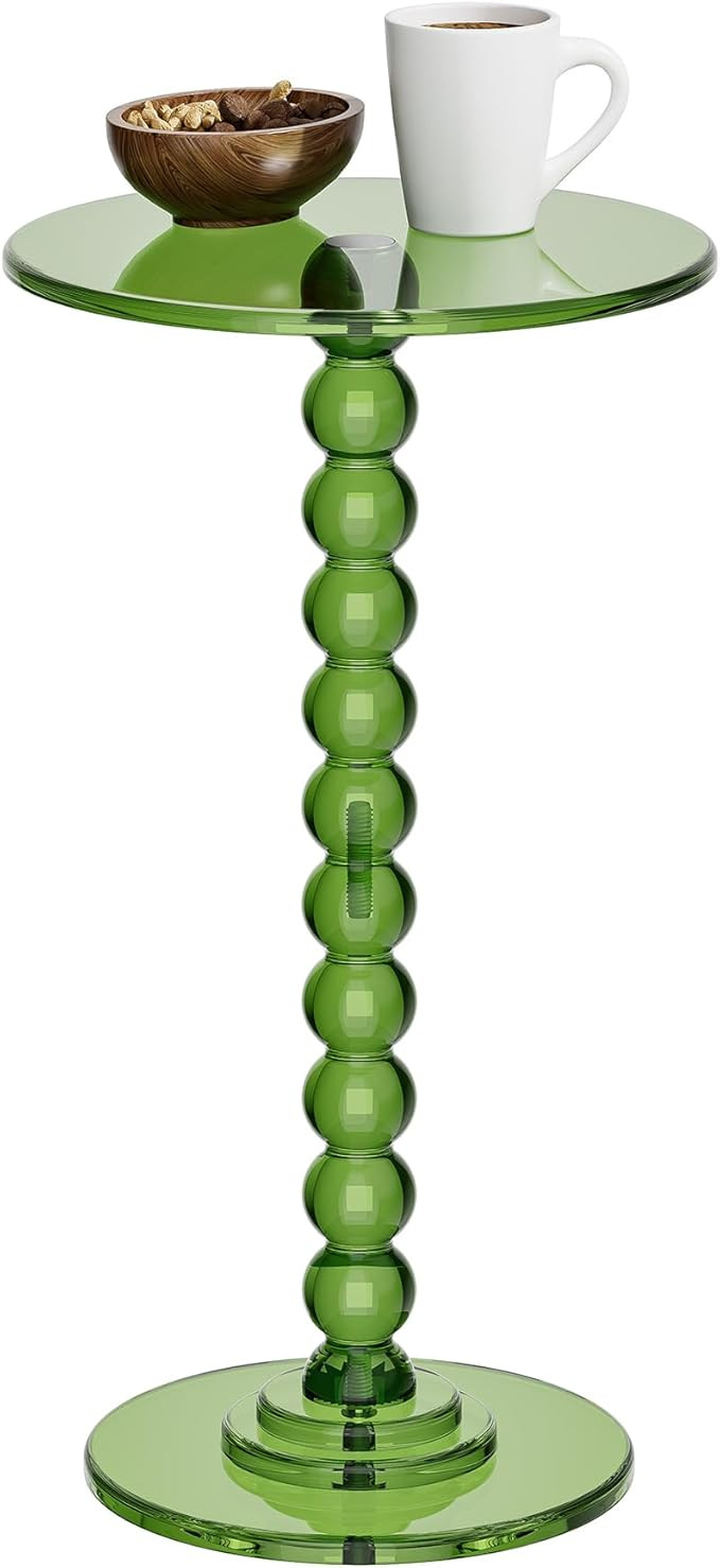 Acrylic Side Table, End Table Round Top with Solid Post for Living Room, Bedroom, Balcony, Easy A... | Amazon (US)