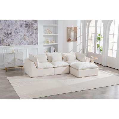 102.3" Width Cloud Couch Oversized Modular 3-Seat Sectional Sofa with Ottoman, Slow-Release Foam, 300 lbs/Seat | Target