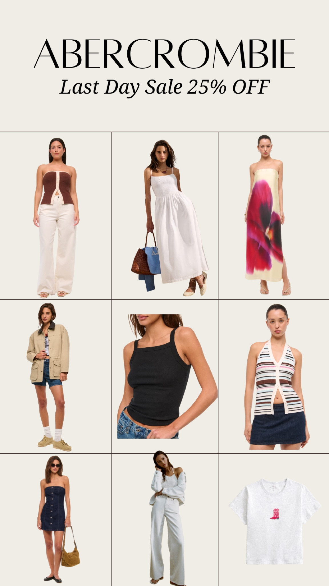 25% off everything at Abercrombie ends today!  and don't forget to use code AFSPRING to get an additional 15% off at checkout 😘❤️