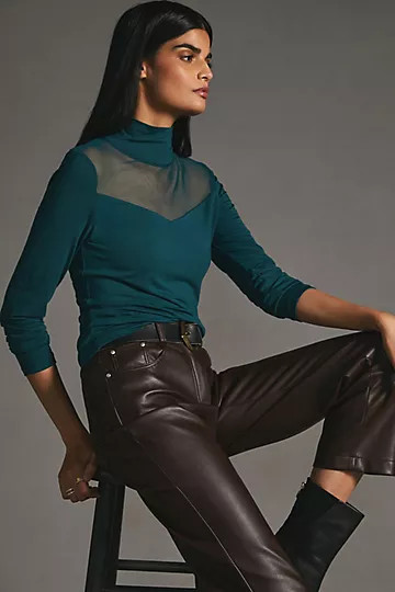 By Anthropologie Sheer Turtleneck Top | Anthropologie (US)