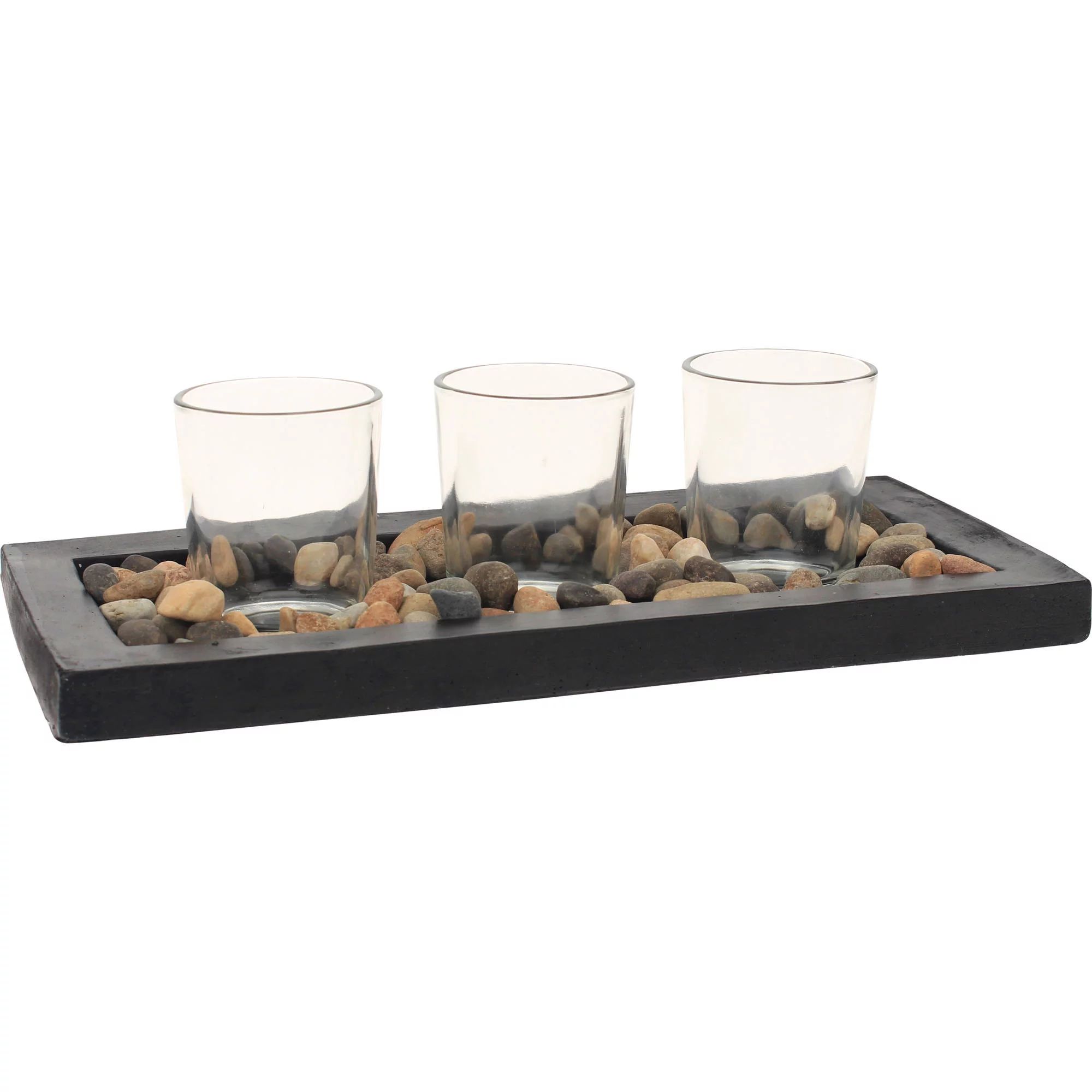 Mainstays Stone Tea Light Candle Garden with 3 Glass Tea Light Candle Holders - Walmart.com | Walmart (US)