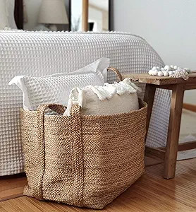 GooBloo Extra Large Handmade Woven Storage Basket 100% Jute Rope - 20” x 14” Tall Decorative ... | Amazon (US)