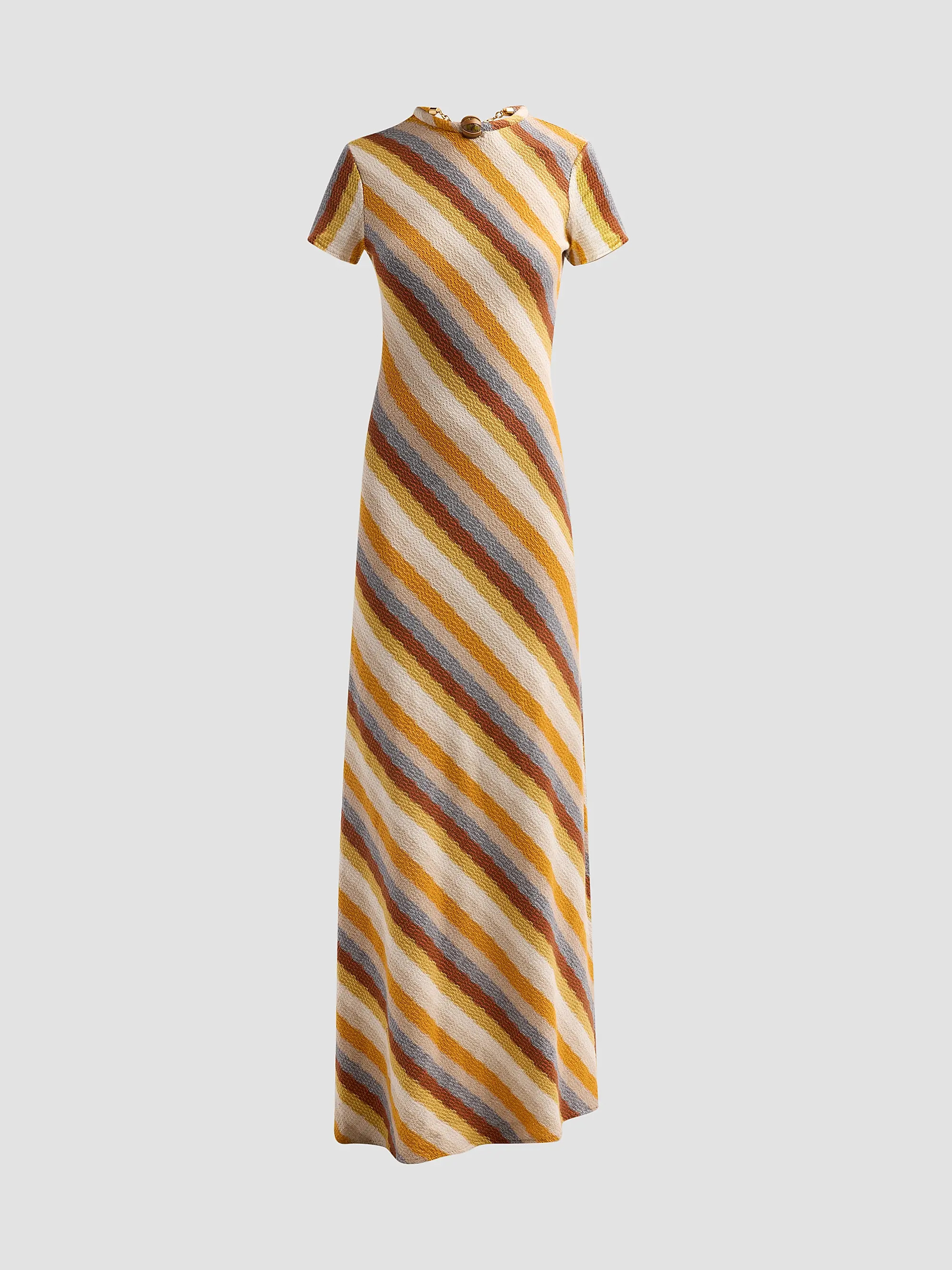 Allie Beaded-Collar Metallic Striped Knit Maxi Dress | Saks Fifth Avenue