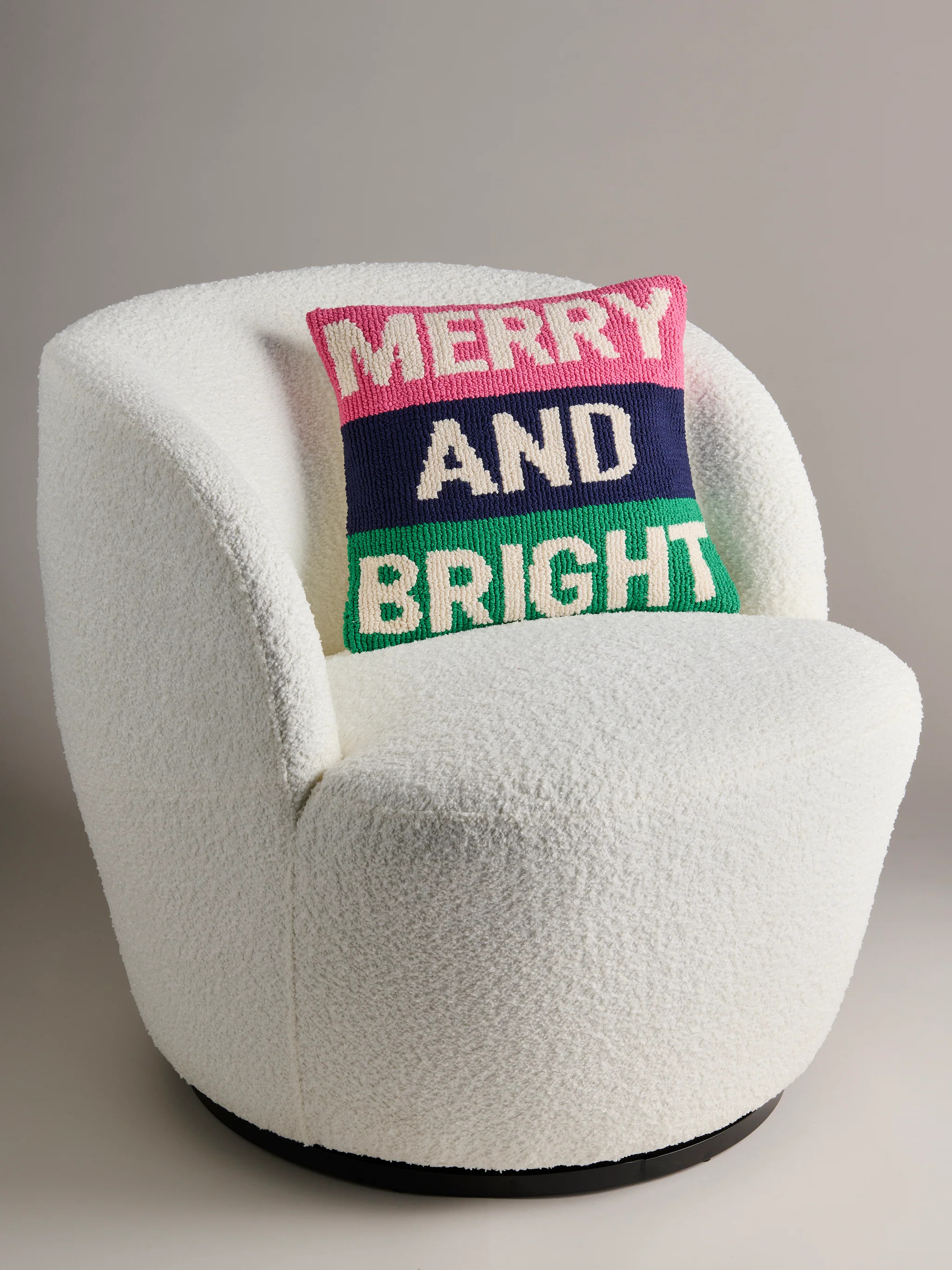 Shiraleah "Merry and Bright" Tufted Pillow, Multi | Shiraleah