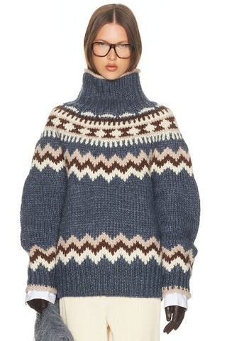 Helsa Asta Fairisle Sweater in Blue | FWRD 