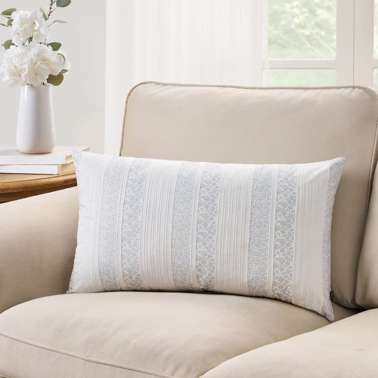 My Texas House 14" x 24" Blue Floral Stripe Decorative Pillow Cover | Walmart (US)