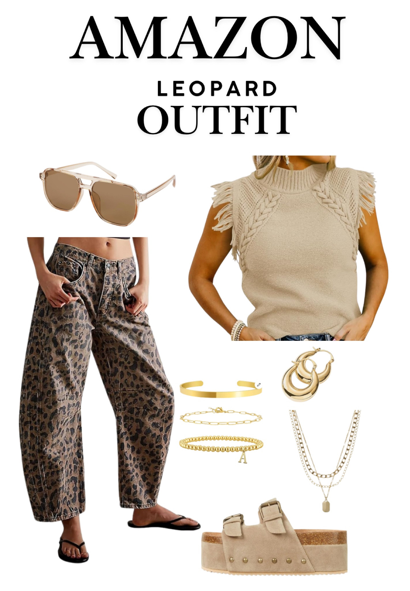 Leopard Jeans | Barrel Jeans | Spring | Sleeveless Sweater | Gold  

#LTKStyleTip #LTKOver40 #LTKFindsUnder50