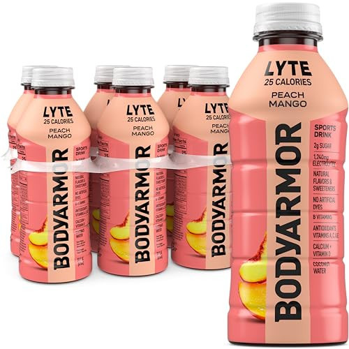 BODYARMOR LYTE Sports Drink Low-Calorie Sports Beverage, Peach Mango, Coconut Water Hydration, Natural Flavors With Vitamins, Potassium-Packed Electrolytes, Perfect For Athletes, 20Fl Oz (Pack of 6) | Amazon (US)