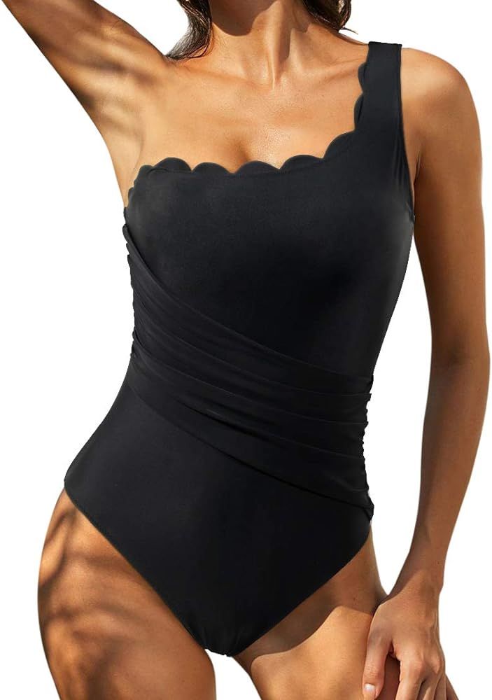 RUUHEE Women One Piece Tummy Control Leopard Printed Spaghetti Straps Swimsuits | Amazon (US)