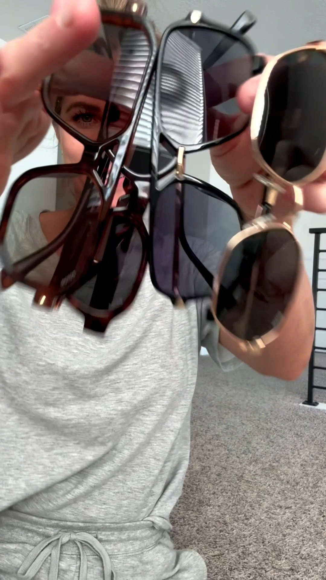 I love a good affordable find, and these Amazon sunglasses are all under $20 but they look designer level in person. Different shapes, different vibes — all so flattering.

I tried on every style so you can see how they sit on the face:
• Bold + oversized
• Classic black
• Soft tortoise
• Gold-detail frames
• Trendy round

If you want cute sunnies you won’t panic about losing… these are it. I keep a pair in my car, purse, and diaper bag now 😂🕶️