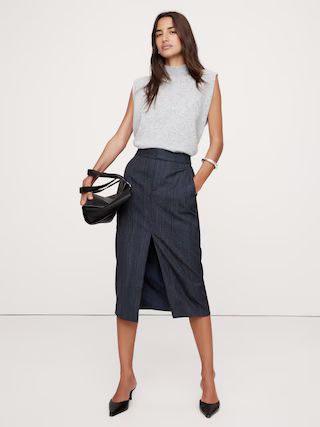 Pinstripe Italian Wool Midi Skirt | Banana Republic (US)