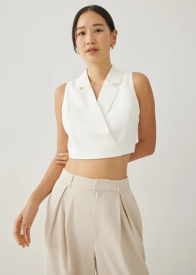 Theresa Tailored Collared Crop Top | Love, Bonito USA